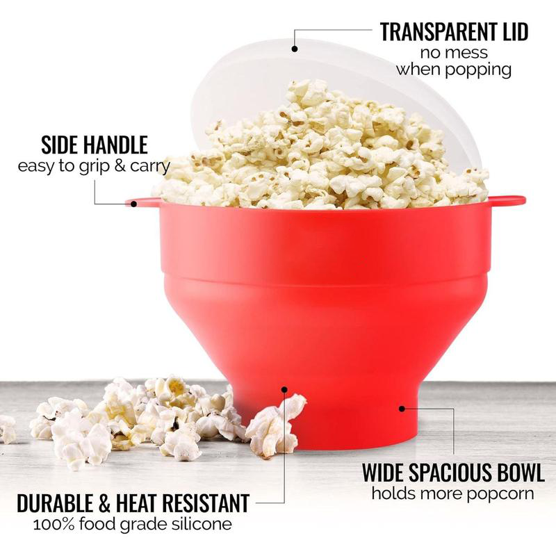 Collapsible Silicone Popcorn Bowl (with handles)