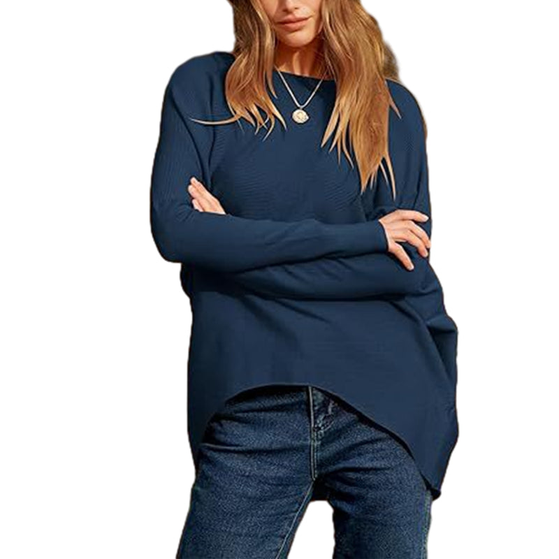 Women's Irregular Oversized Dolman Sleeve Knitted Pullover