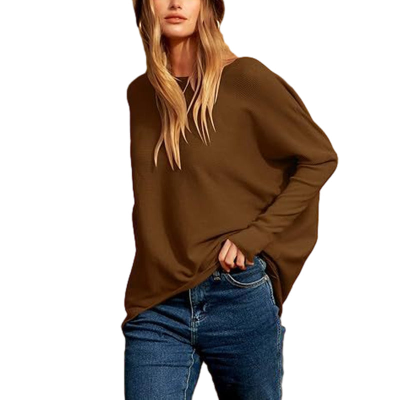 Women's Irregular Oversized Dolman Sleeve Knitted Pullover