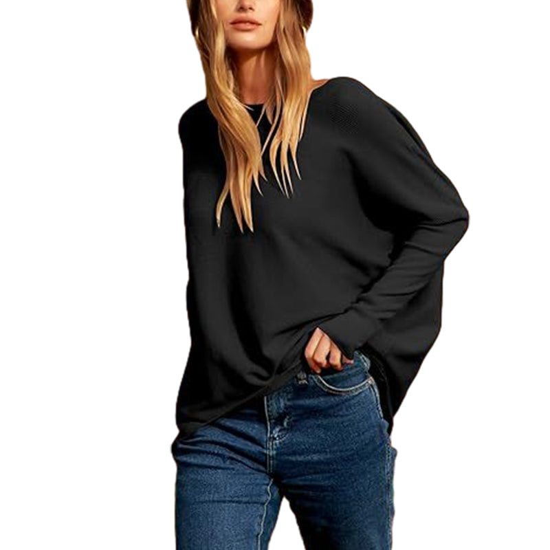 Women's Irregular Oversized Dolman Sleeve Knitted Pullover