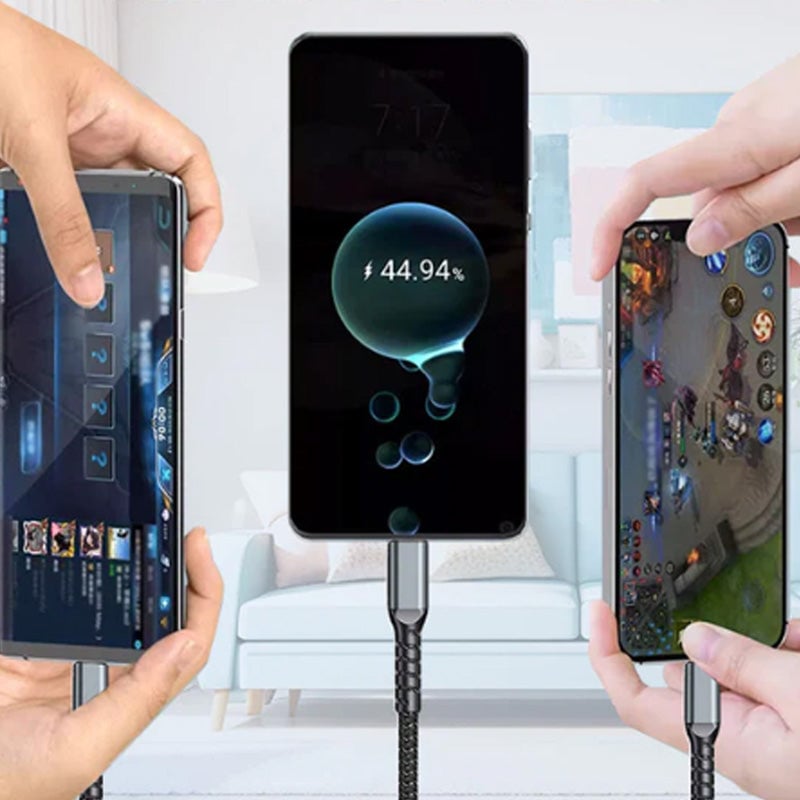 Three-in-One Braided Data Cable