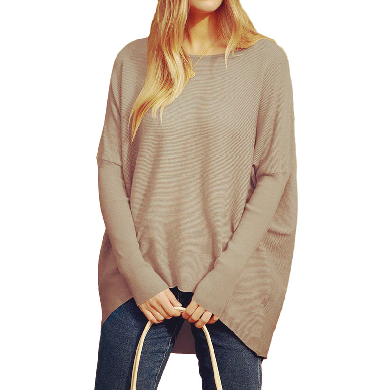 Women's Irregular Oversized Dolman Sleeve Knitted Pullover