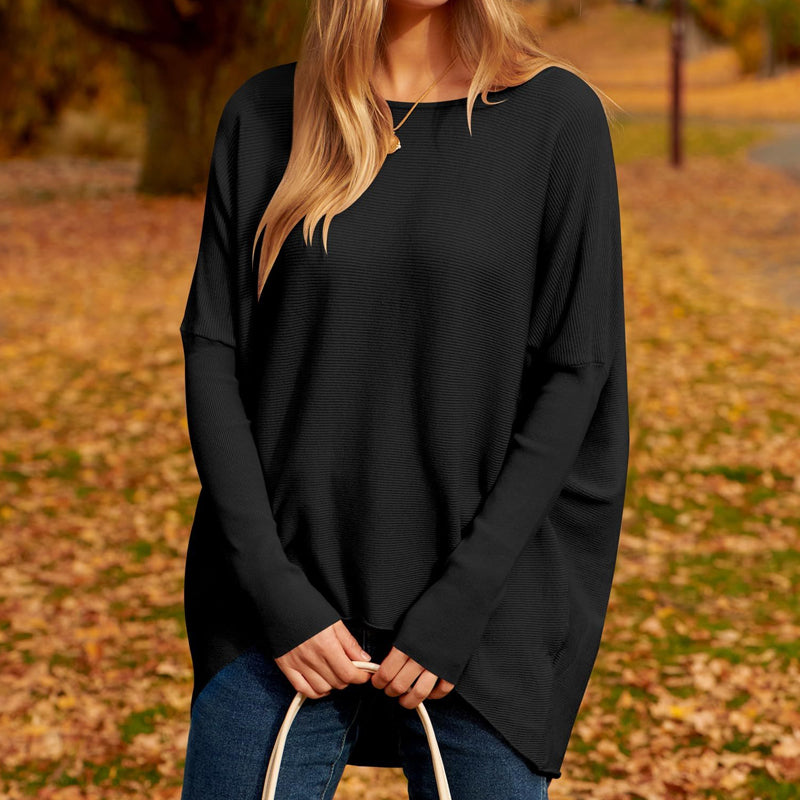 Women's Irregular Oversized Dolman Sleeve Knitted Pullover