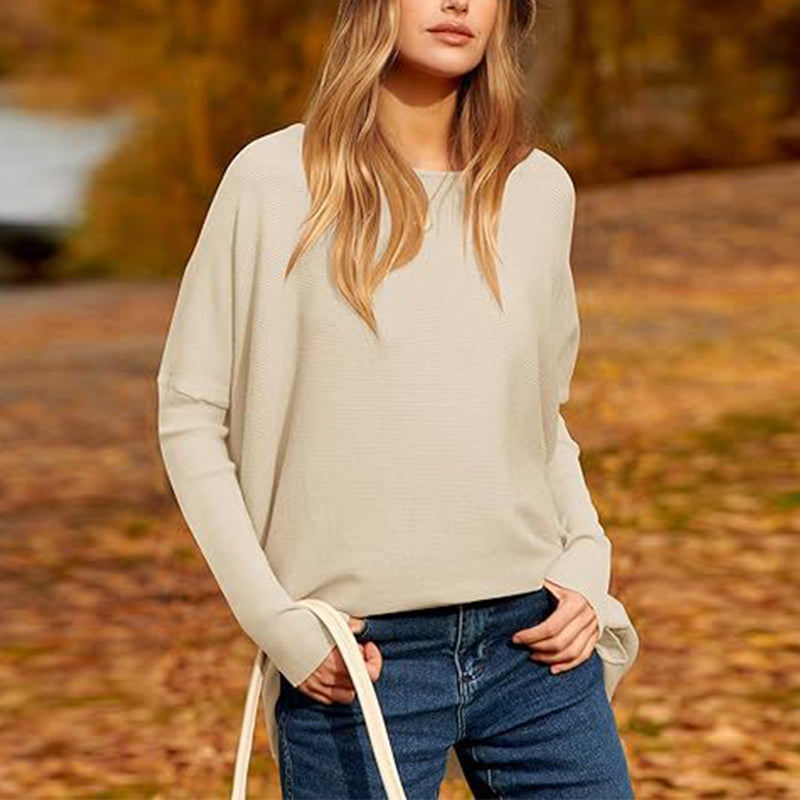 Women's Irregular Oversized Dolman Sleeve Knitted Pullover