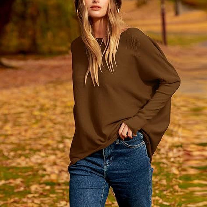 Women's Irregular Oversized Dolman Sleeve Knitted Pullover