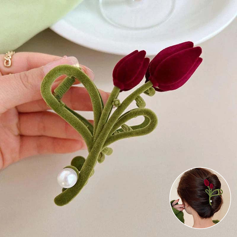 Elegant Velvet Tulip Hair Claw Clip