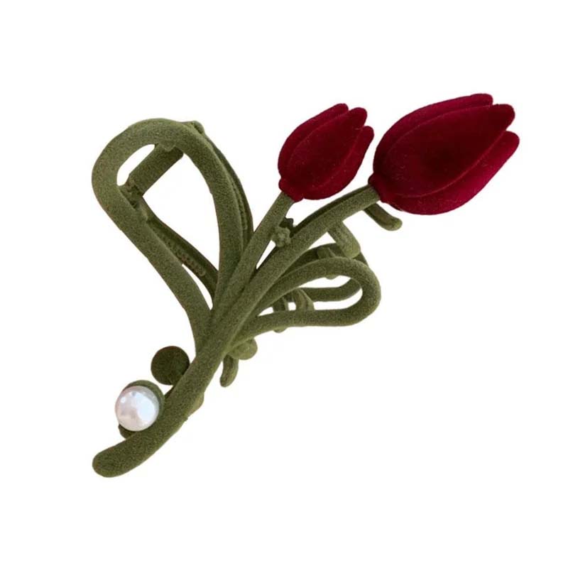 Elegant Velvet Tulip Hair Claw Clip