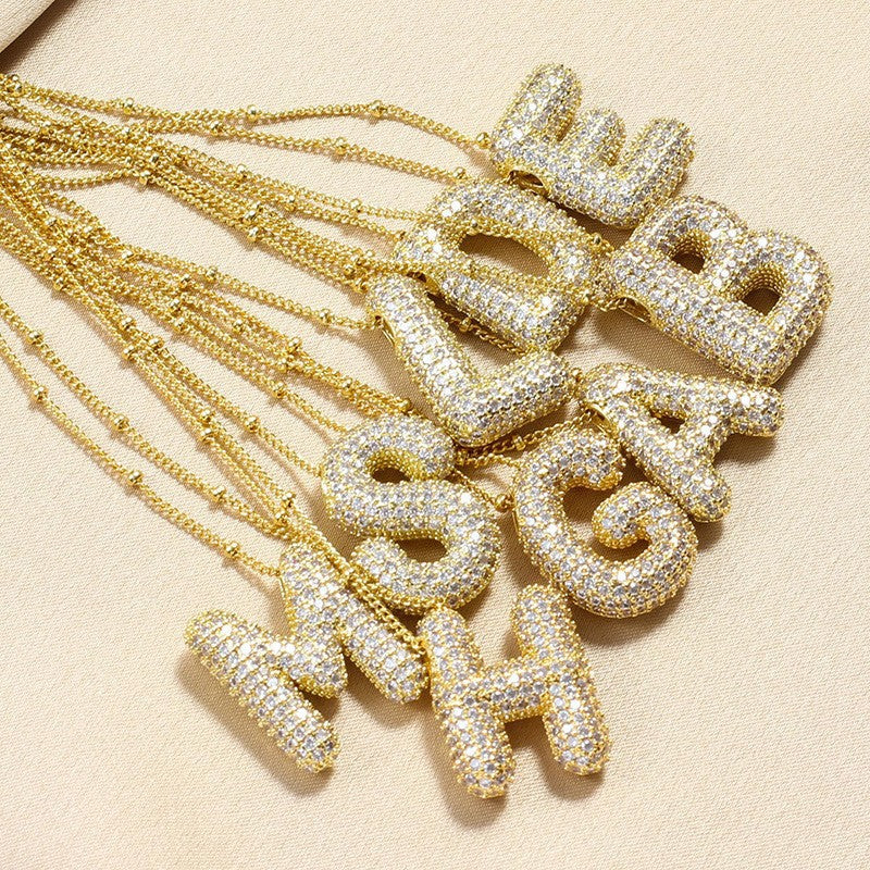 Alphabet Diamond Pendant Necklace