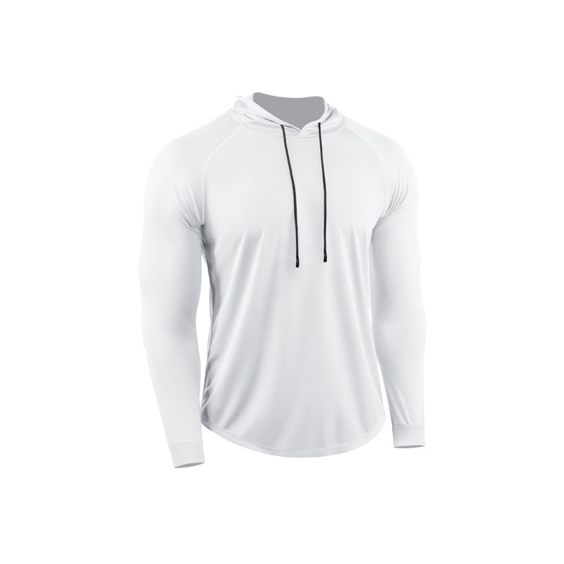 Men's Solid Long Sleeve Drawstring Hoodie Tee