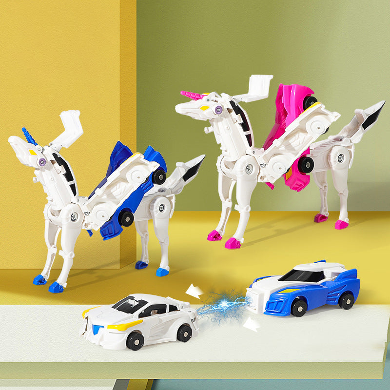 Transform car toys into magical flying horses and unicomns!