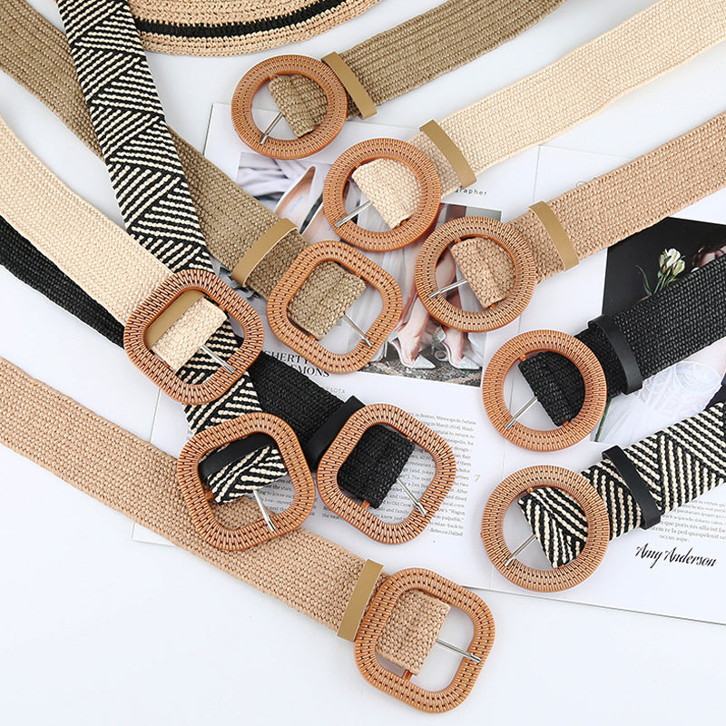 Fashion Vintage Boho Straw Woven Belt