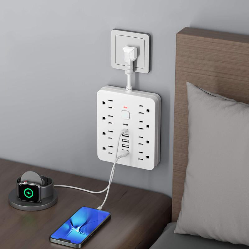 14-in-1 Multifunctional Power Strip with USB & USB-C Ports
