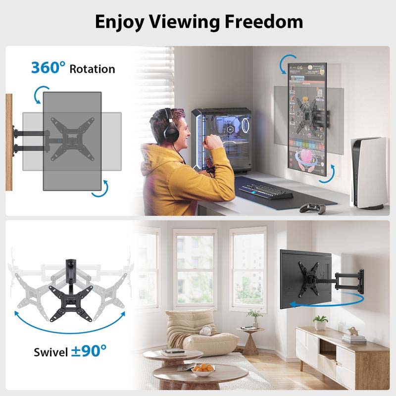 Full Motion TV Wall Mount for 14-55" LED/LCD Flat & Curved Screens