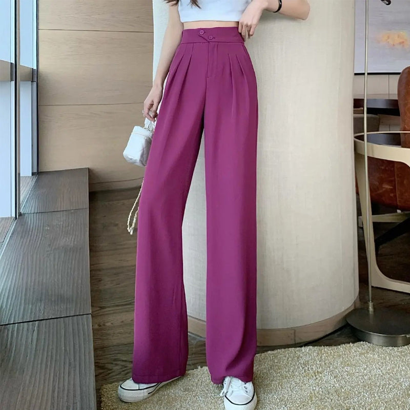 Figure-Flattering Versatile High-Waisted Wide Leg Trousers