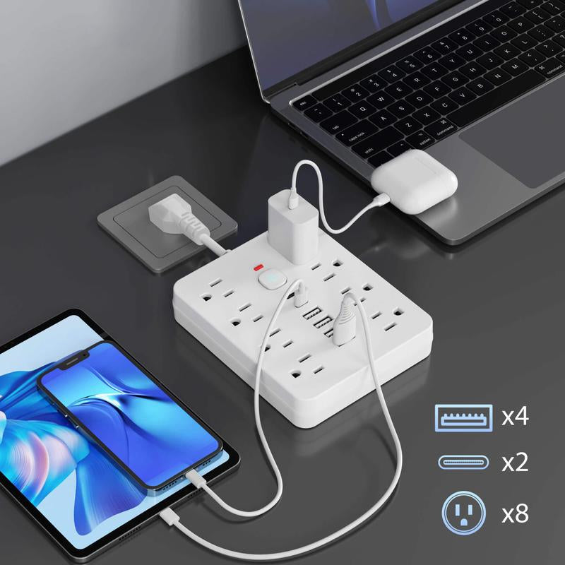 14-in-1 Multifunctional Power Strip with USB & USB-C Ports