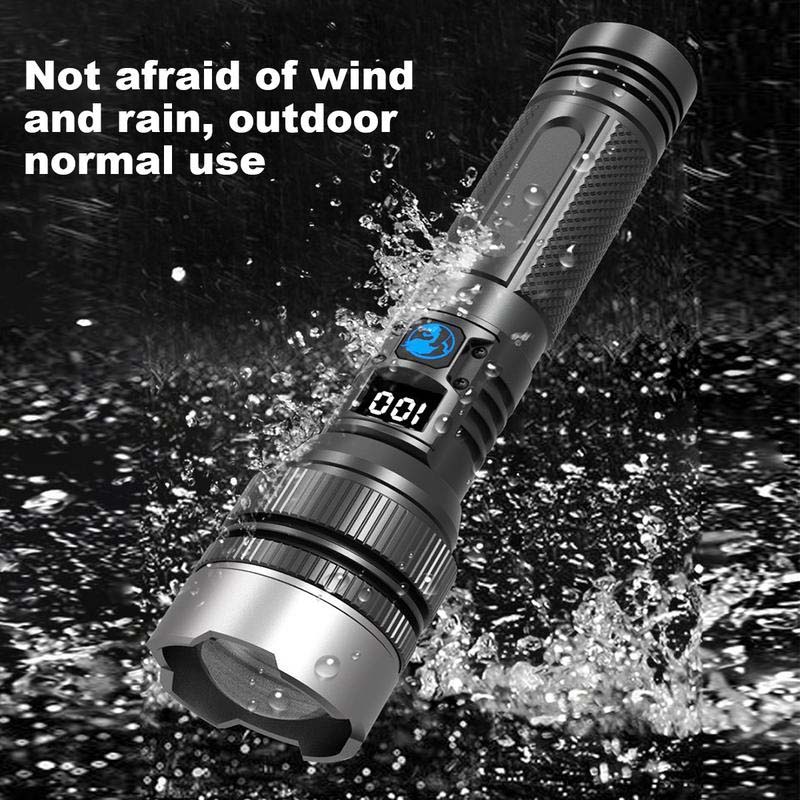 Waterproof Rechargeable Digital Display 2-in-1 Strong Light Flashlight