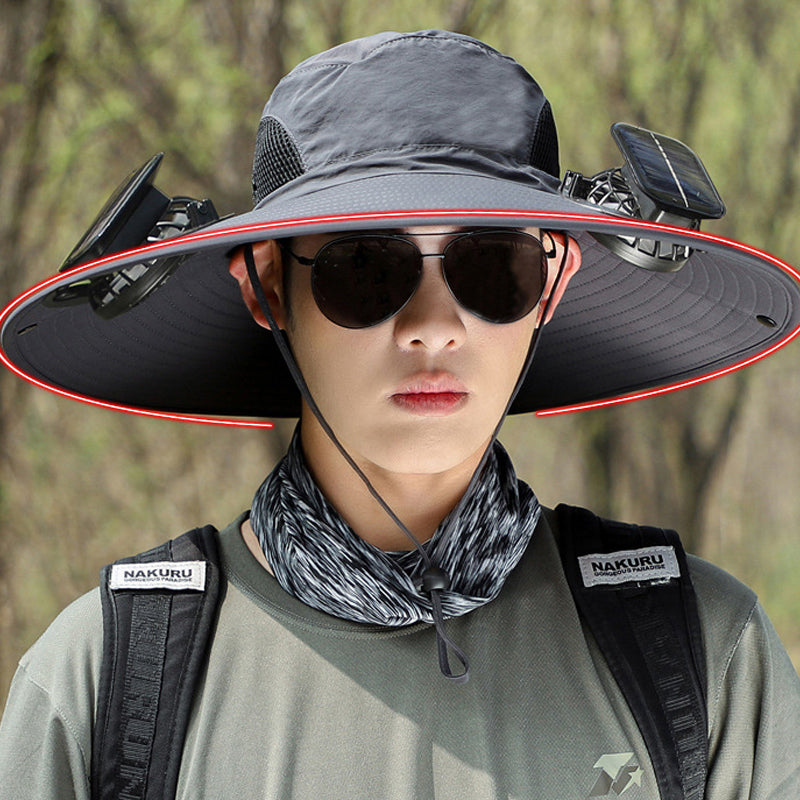 Solar & USB Charging Fan Outdoor Fishing Hat