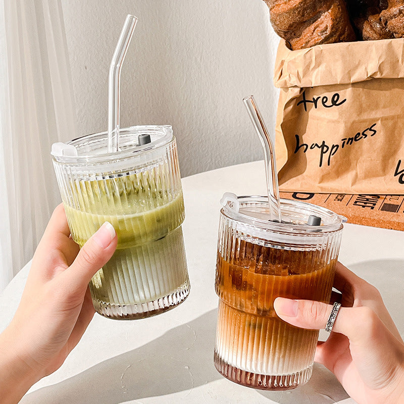 Glass Cup with Straw & Lid