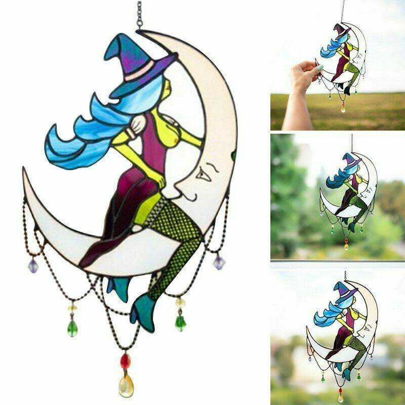 🌜🌜Witch Above The Moonlight Decoration