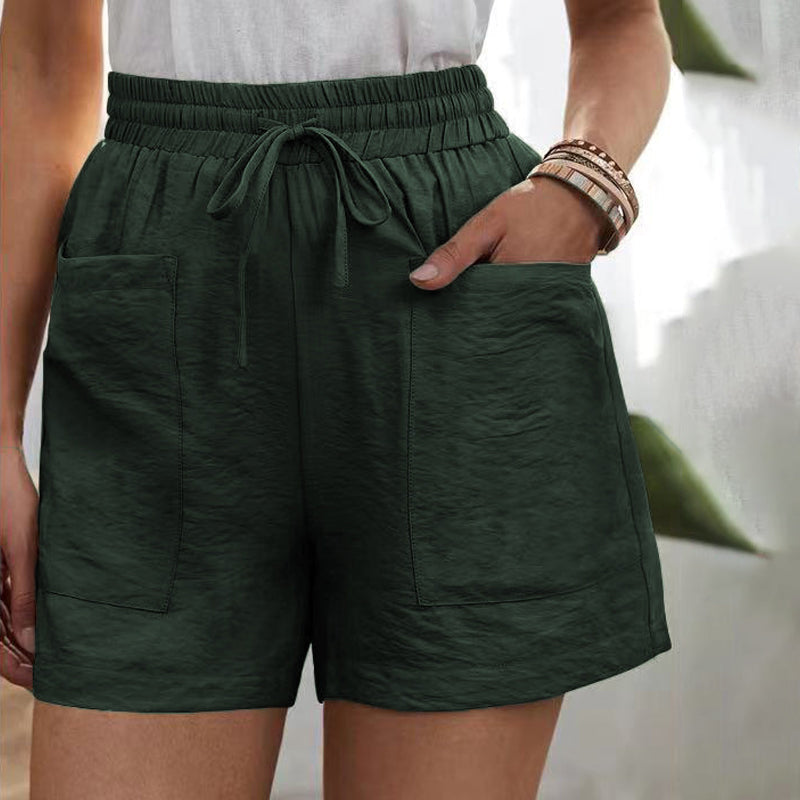 Solid Two Pockets Loose Casual Short Pants