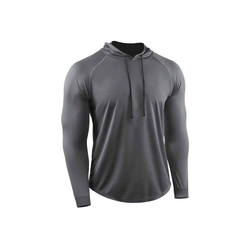 Men's Solid Long Sleeve Drawstring Hoodie Tee
