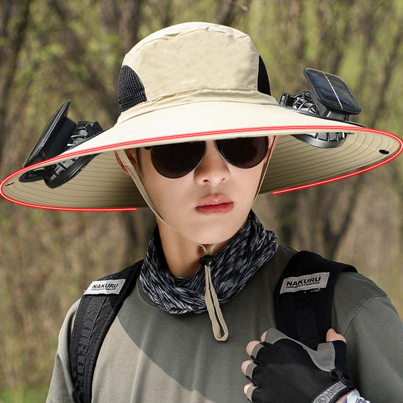 Solar & USB Charging Fan Outdoor Fishing Hat