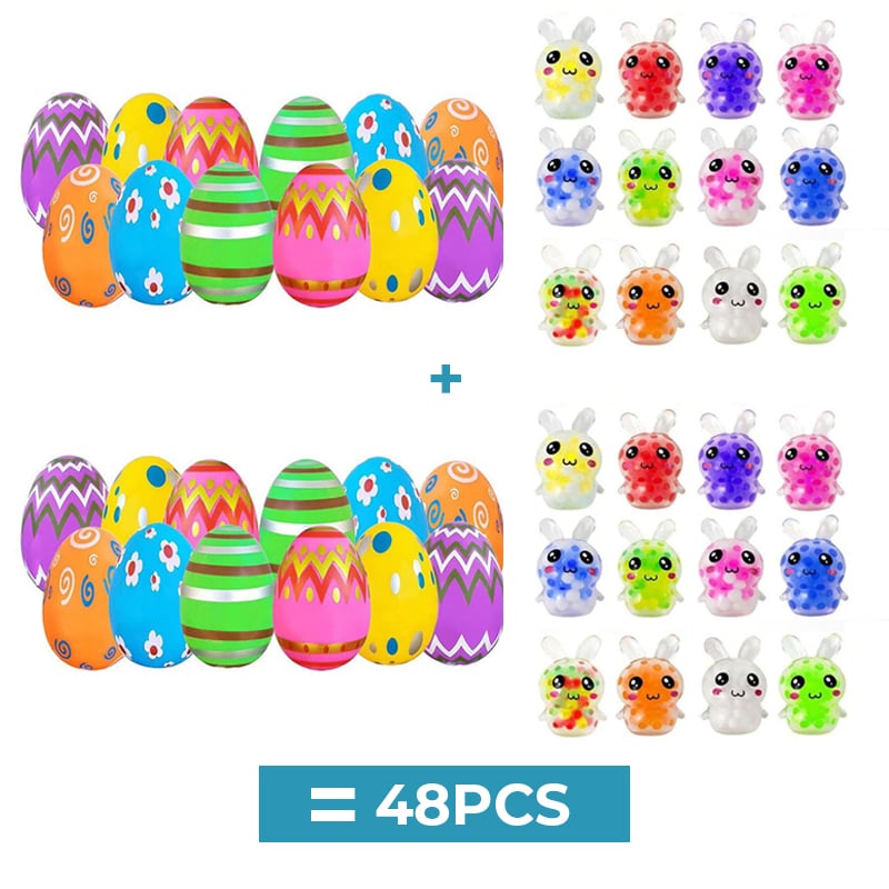 24 Pack Prefilled Easter Eggs with Squeeze Toys