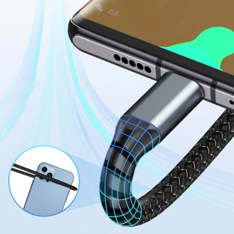 Three-in-One Braided Data Cable