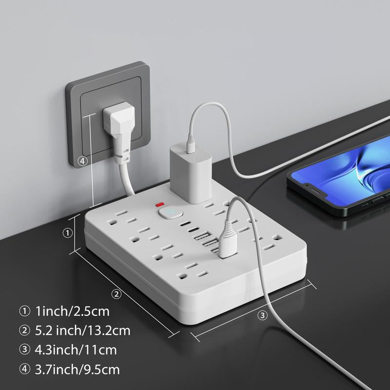 14-in-1 Multifunctional Power Strip with USB & USB-C Ports