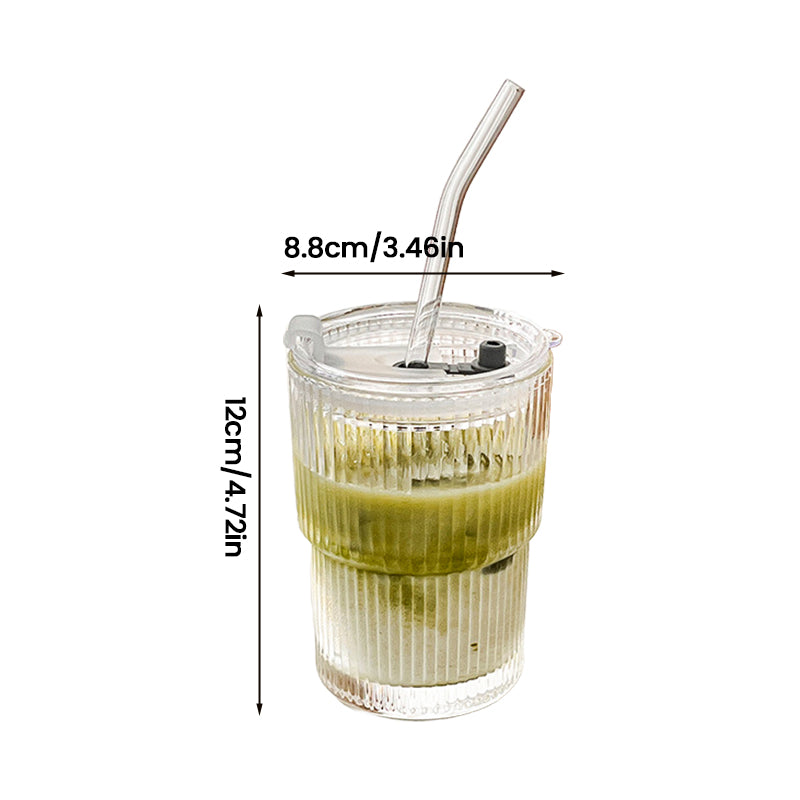 Glass Cup with Straw & Lid