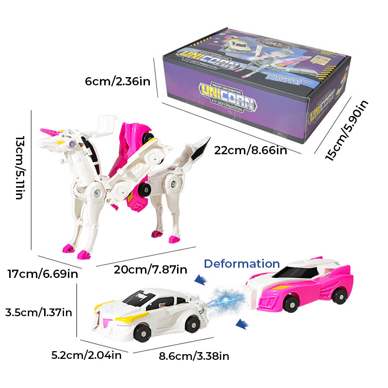 Transform car toys into magical flying horses and unicomns!