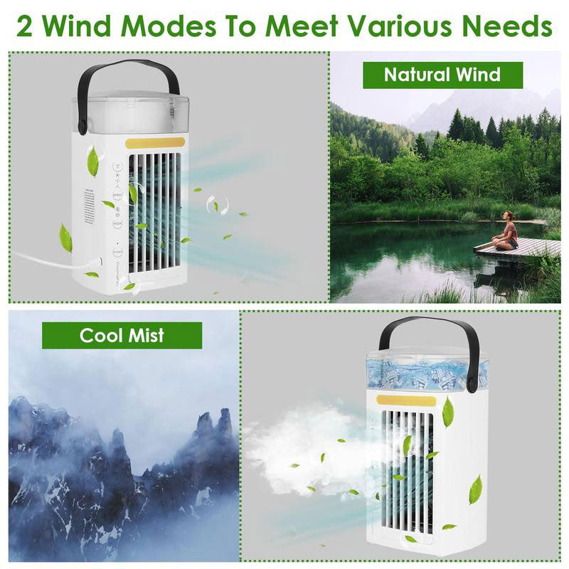 Portable Air Conditioners | Evaporative Cooler with Water Mist, 3 Speeds & Nightlight
