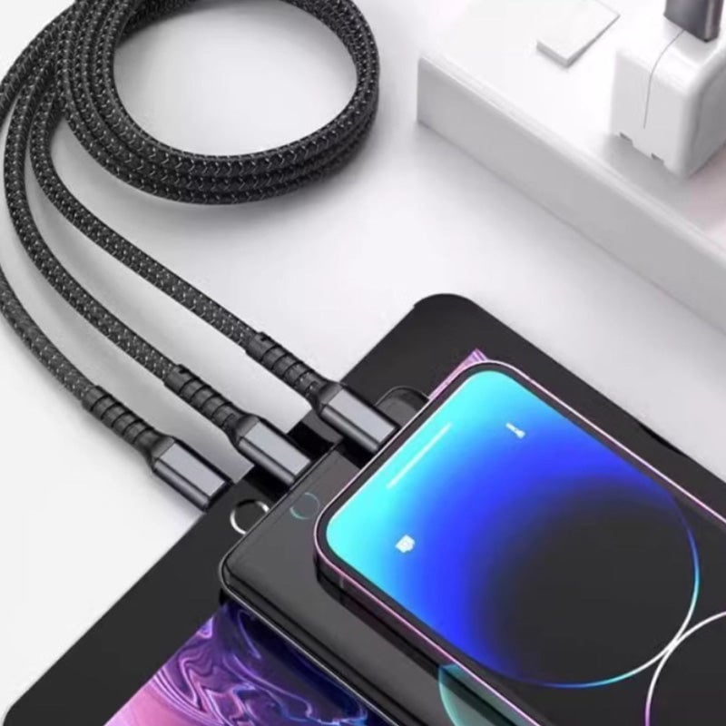 Three-in-One Braided Data Cable
