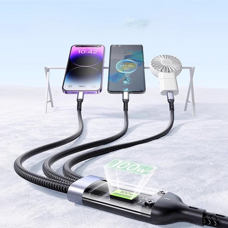 Three-in-One Braided Data Cable
