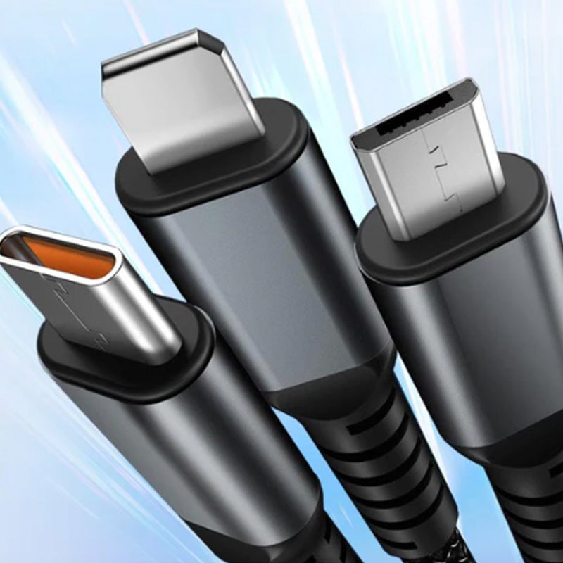 Three-in-One Braided Data Cable