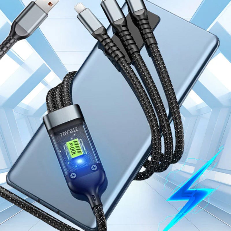 Three-in-One Braided Data Cable