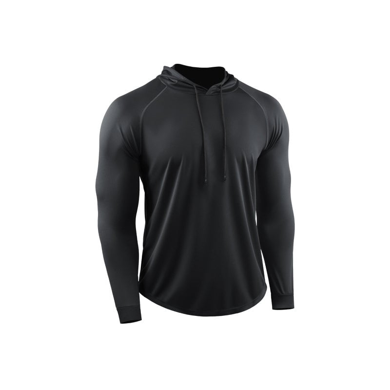 Men's Solid Long Sleeve Drawstring Hoodie Tee