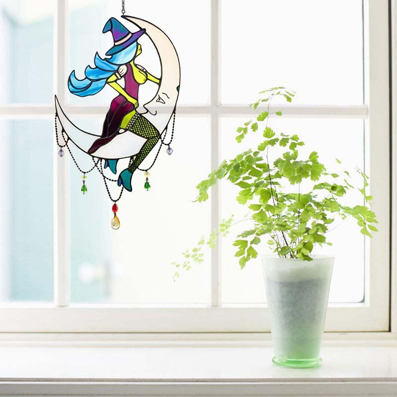 🌜🌜Witch Above The Moonlight Decoration