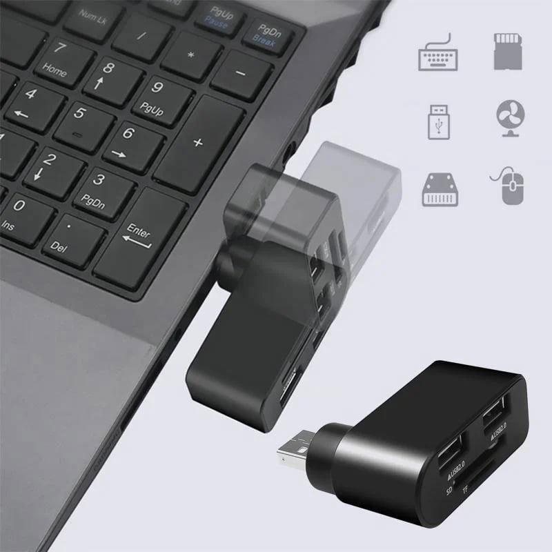 4-in-1 Rotating USB Hub