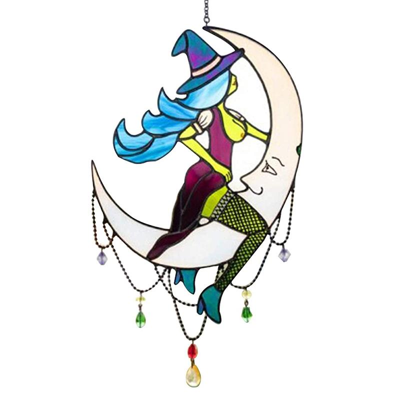 🌜🌜Witch Above The Moonlight Decoration