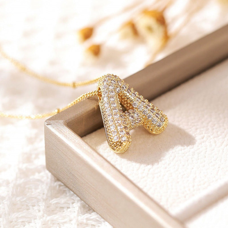 Alphabet Diamond Pendant Necklace