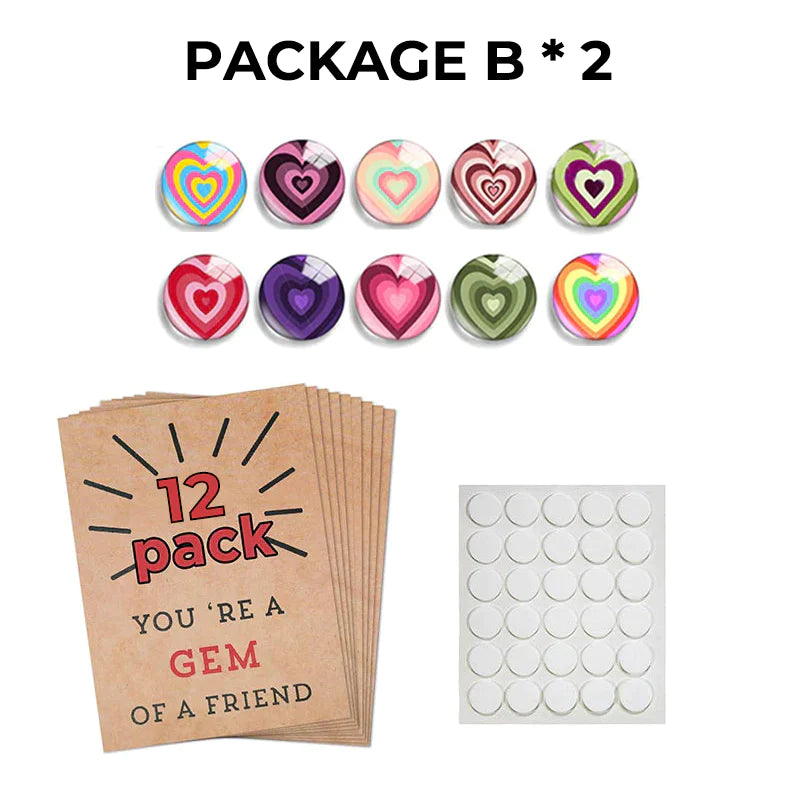 24 Pack Valentines Cards with Heart-Shape Crystals