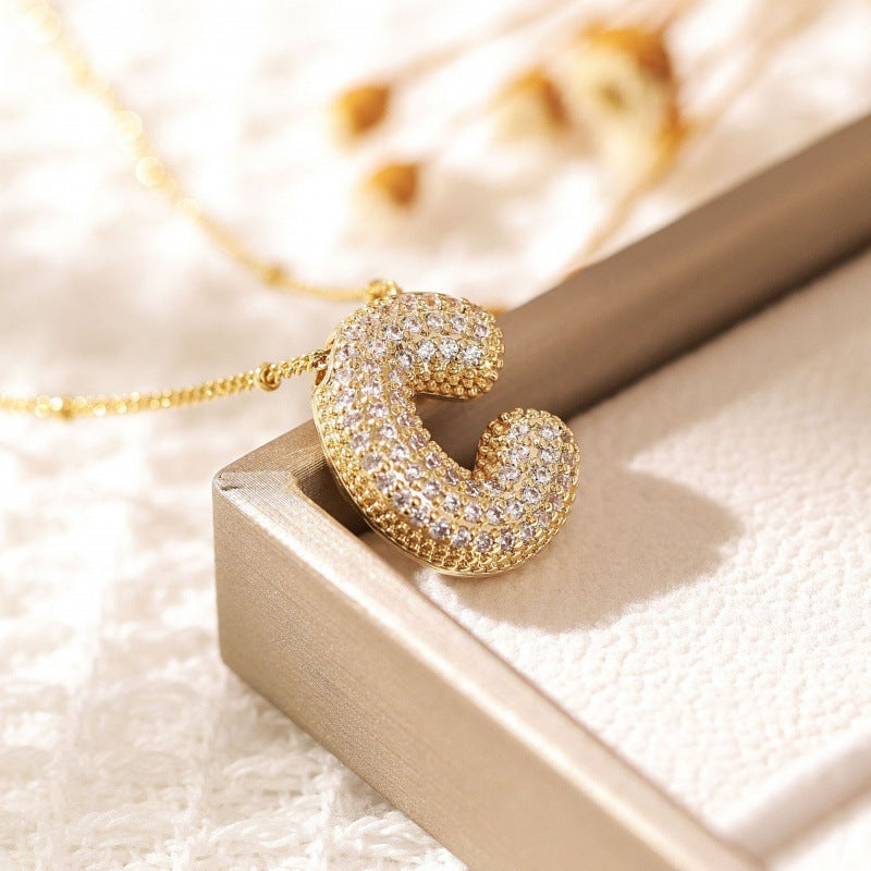 Alphabet Diamond Pendant Necklace