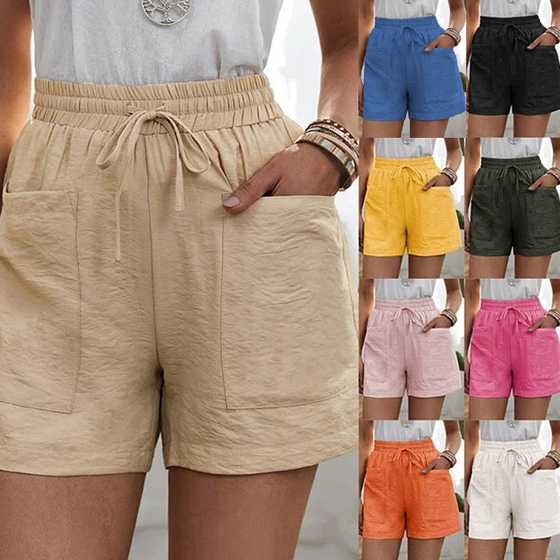 Solid Two Pockets Loose Casual Short Pants