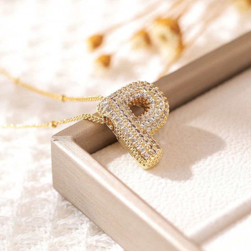 Alphabet Diamond Pendant Necklace