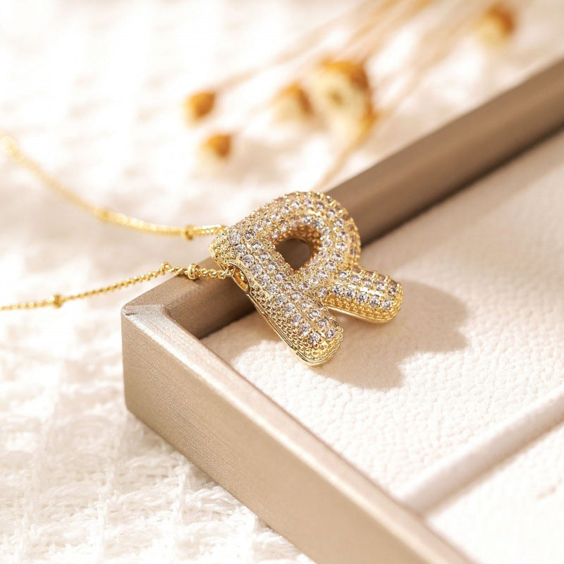 Alphabet Diamond Pendant Necklace