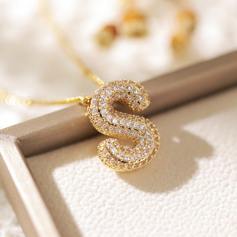 Alphabet Diamond Pendant Necklace