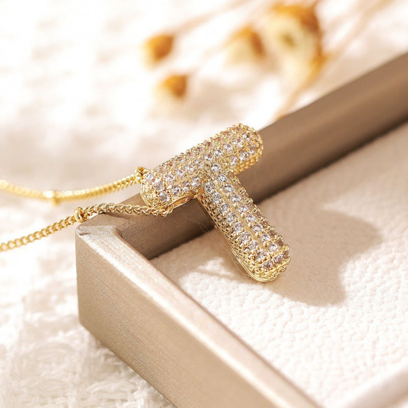 Alphabet Diamond Pendant Necklace