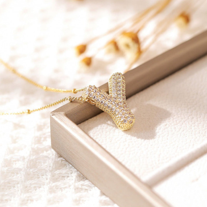 Alphabet Diamond Pendant Necklace