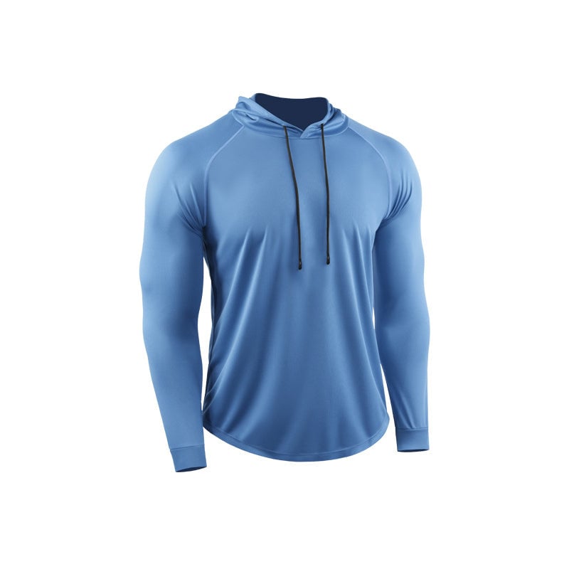 Men's Solid Long Sleeve Drawstring Hoodie Tee
